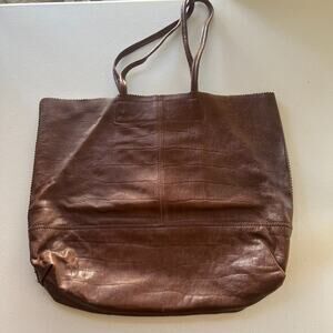 Banana Republic Women's Shoulder Tote Bag Soft Leather Croc Print Magnetic